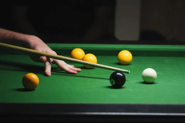 snooker game action